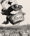 An 1862 caricature by Honoré Daumier shows the photographer Nadar taking pictures from his hot-air balloon. 