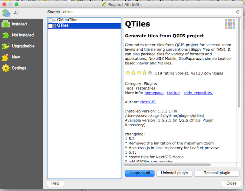 QTiles plugin for QGIS