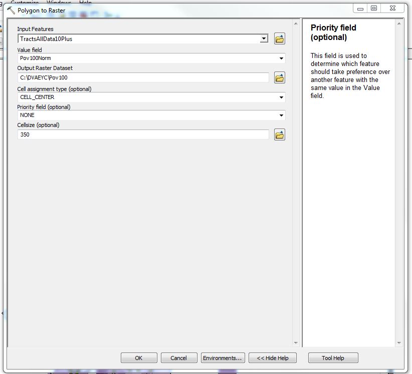 Figure 2 โ The Polygon to Raster tool in ArcMap.