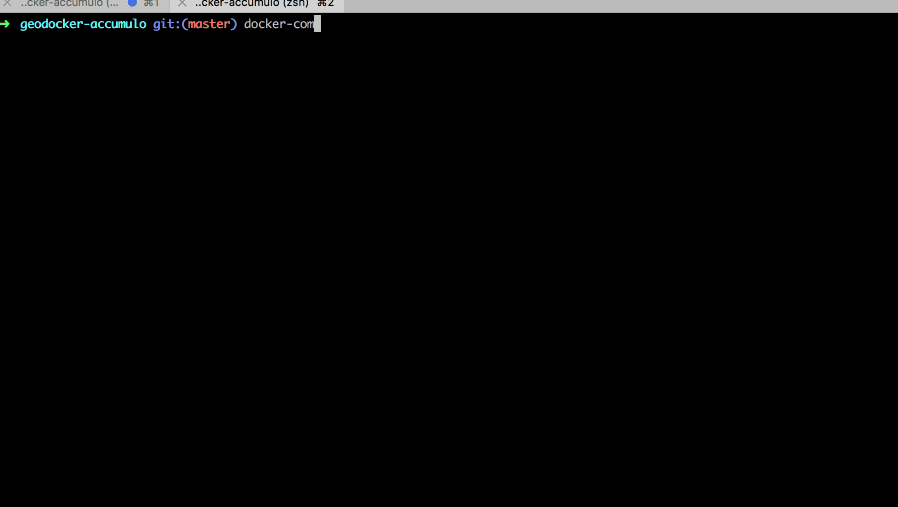 Animation of GeoDocker docker-compose up
