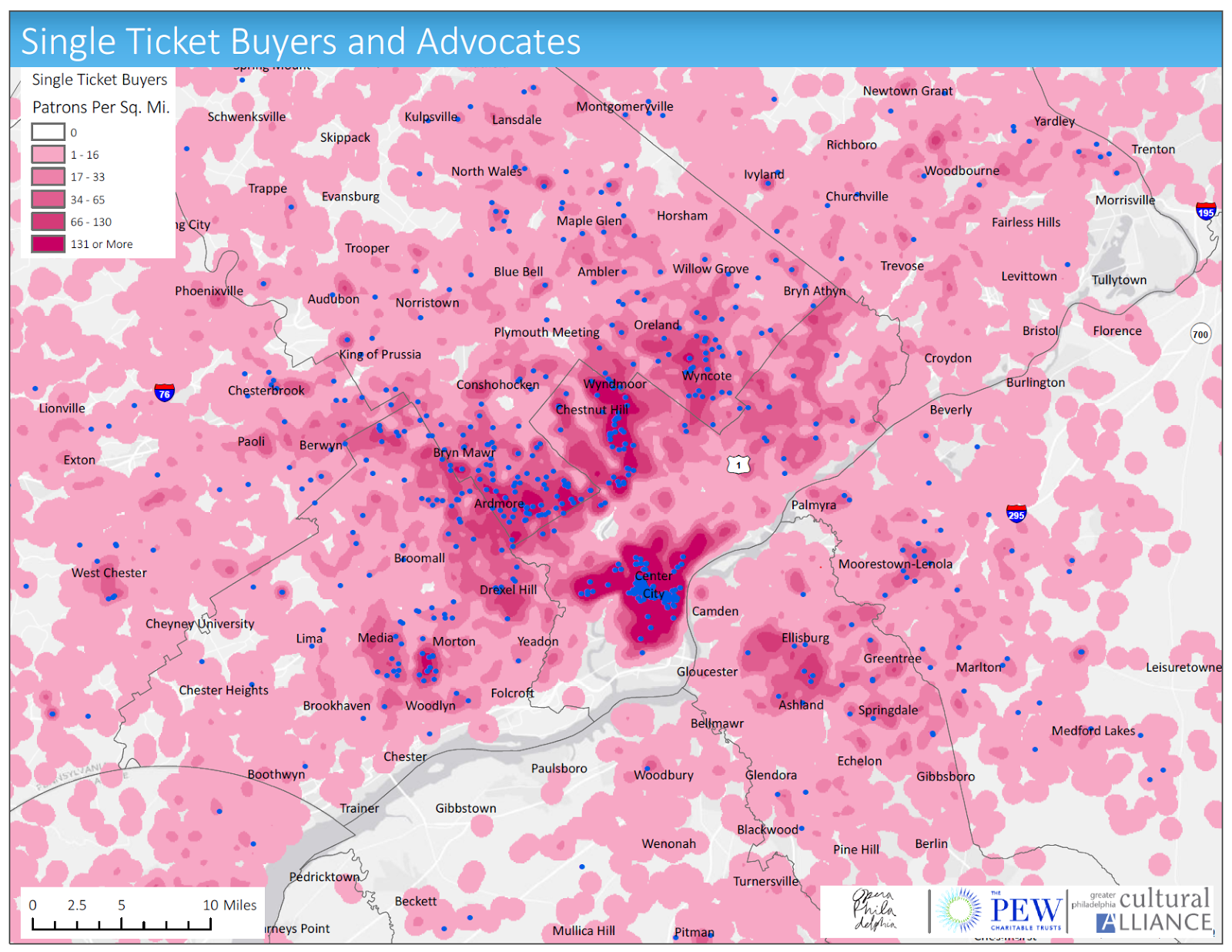 We also produced a map of “Single Ticket Buyers” for Opera Philadelphia.