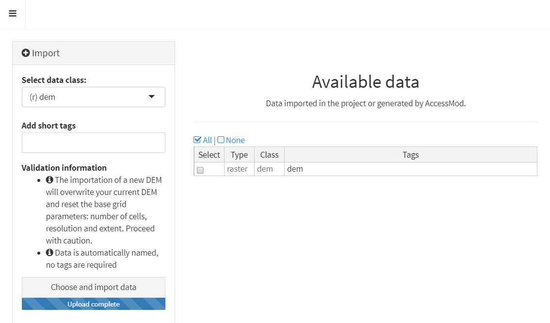 Figure 4 the interface for data upload