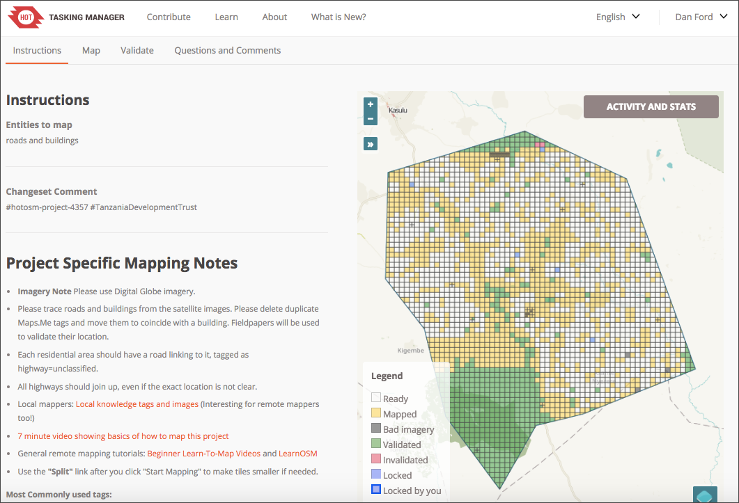 Task manager, Humanitarian OpenStreetMap Team (HOT), HOTLunch