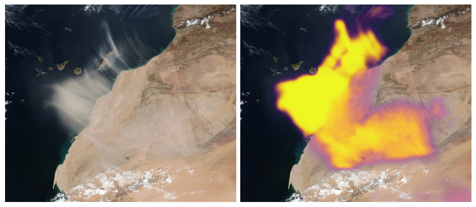 Aerial image depicting a sandstorm that is picked up by a sensor.