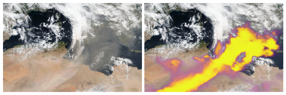 Aerial image depicting a sandstorm that is picked up by a sensor.