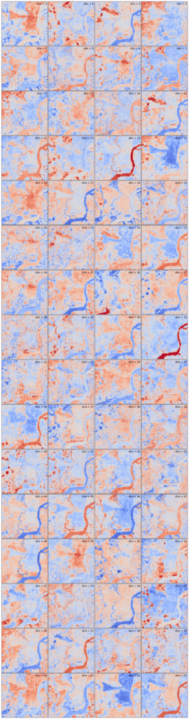 A grid of 64 aerial images for the same image of Philadelphia pictured above. 