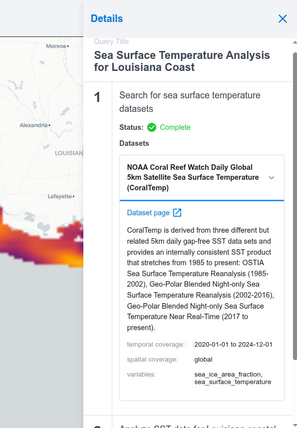 A screenshot demonstrating detailed provenance information for generated answers. 